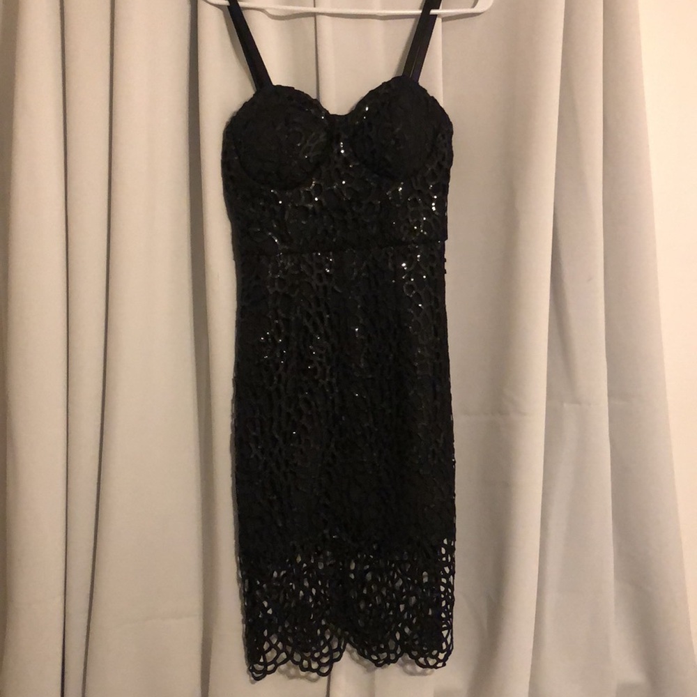 bebe Karyn Sequin Lace Dress cocktail LBD fancy NYE costume pretty sparkle NWT